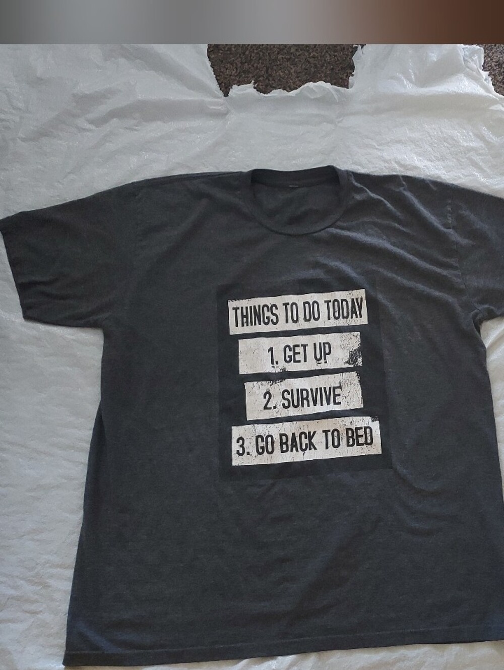 Men's Charcoal Graphic Crewneck Tee with White Text
